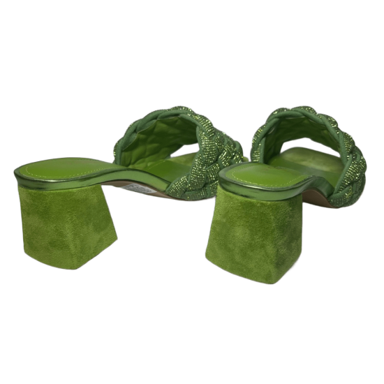 Дамски зелени чехли на ток